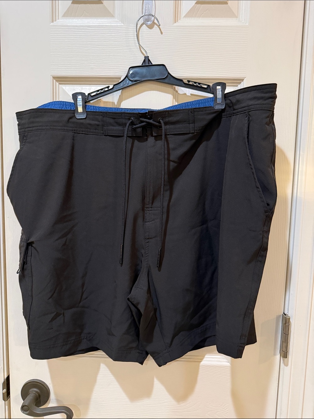 Caribbean Black Swim Board Shorts with Blue Waist Lining